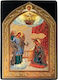 Evangelistria Tinos Flat Icon Gold-Edged Category Paper Xkl No 00 Dimensions 6.5cm X 9.5cm Wooden MDF S&k Byzantine Icons