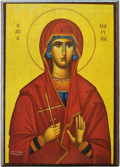 Agia Marina The Great Martyr Wooden Icon Frame Category Paper Krn No 00 Dimensions 6.5cm X 9.5cm Wooden Icon Mdf S&k Byzantine Icons