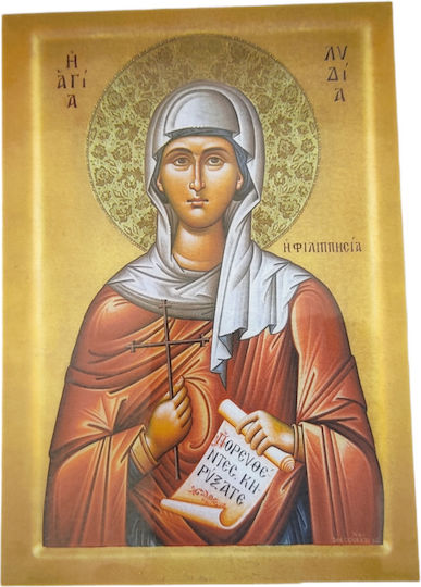 Heiligenikone Papier Kunststoffbeschichtung Heilige Lydia Die Philippinen 10,5×7,5 cm