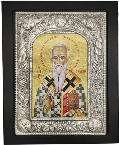 Saint Achilles Icon 19x24 Made of Noble Metals Undergoes Special Treatment Remains Unchanged Over Time