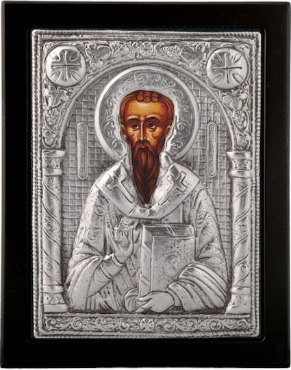Saint Vasileios Icon 19x24 Made of Noble Metals Underwent Special Treatment Remains Unchanged Over Time