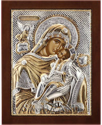 Holy Mary Sweet-Kissing Silver Gilded Icon 20x16cm Holy Mary Sweet-Kissing Silver Gilded Icon 20x16cm