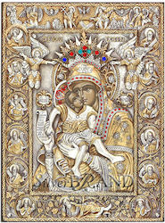 Panagia Axion Esti Silver Gilded Icon 55x40cm Panagia Axion Esti Silver Gilded Icon 55x40cm