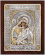 Heilige Maria Glykofilousa Silberne Heiligenikone Mit Vergoldung 27x22cm
