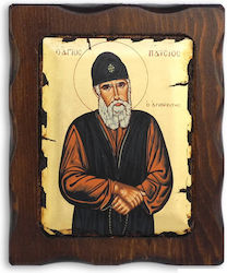 St Paisios Wooden Icon 23x17cm