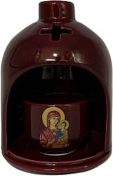Lampă Ulei Templu Theomitor Ceramică 11x16cm Bordo