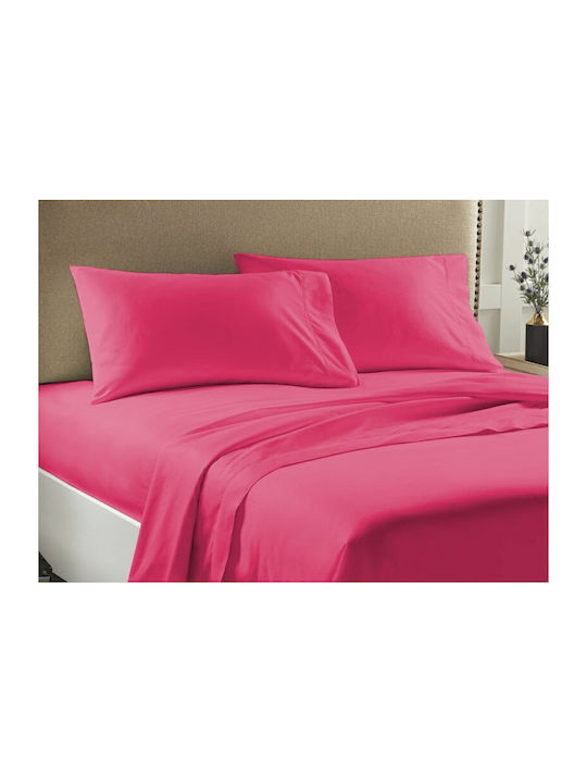 Set Double Bed Sheets Solid Fuchsia Economy Carnation 200x245