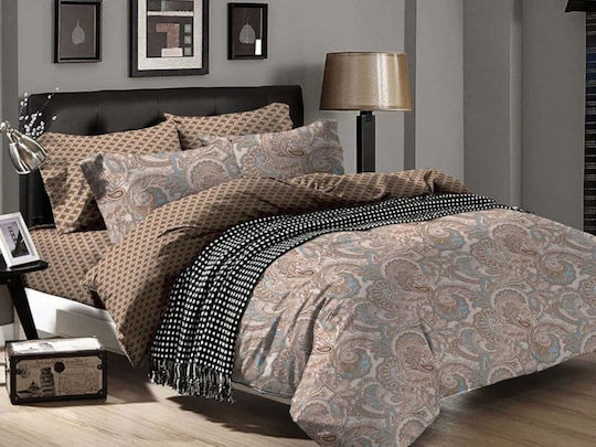 Giant Bed Sheets Set Beige Lahouri 100% Cotton Carnation 240x260