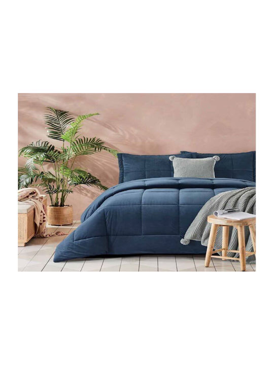 Πάπλωμα Υπέρδιπλο Primavera Navy Βελούδο Γαρύφαλλο 220x240