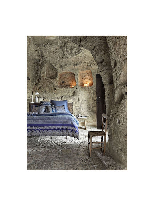 Brunelleschi B1 Duvet Cover Set 4pcs Blue Bassetti King Size 250x210cm Satin