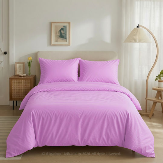 Casa Colori Παπλωματοθήκη Υπέρδιπλη 100% Βαμβάκι 220x240 Lilac