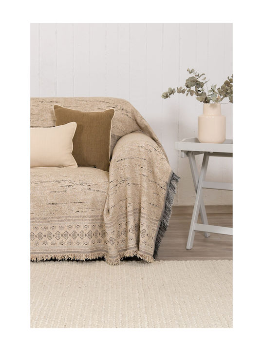Naf Naf Crown Sofa Throw Chenille 180x250cm Beige