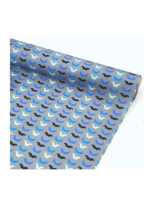 Rollo Stoff Mikrofaser Moustaki 45cmx5m Blau Grau