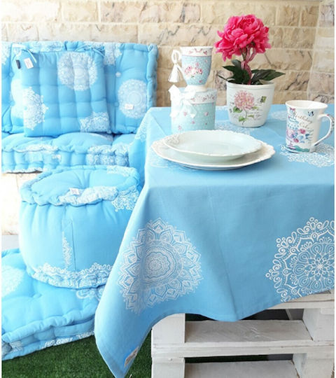 Bodenkissen 45x100x10 Natural Home Pstml Hellblau Weiß
