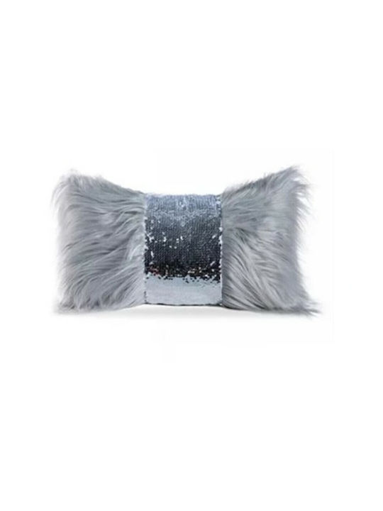 Decorative Pillow Wool Gray Silver Paillettes 45x30 Natural Home