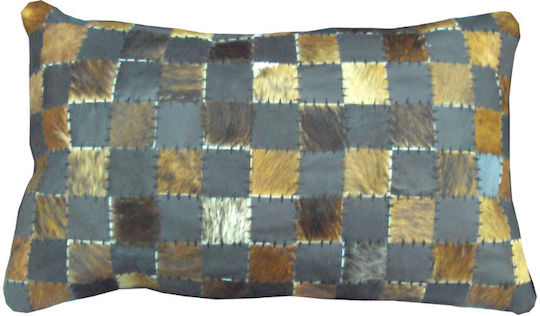 JGS S.A. Decorate Pillow Case Phantom Cushion-034b Black Brown Italian Brazilian Leather 30x50cm