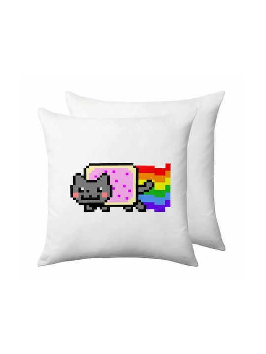 Nyan Pop-tart Cat Μαξιλάρι Καναπέ 40x40cm Περιέχεται Γέμισμα