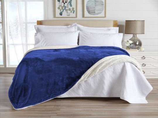 Super King Samt Blaue Electric Sherpa Cozy Soft Nelke 220x240