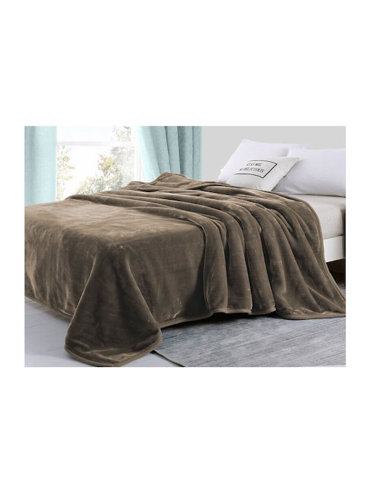 Κουβέρτα Γίγας Βελουτέ Μόκα Super Soft Γαρύφαλλο 260x240