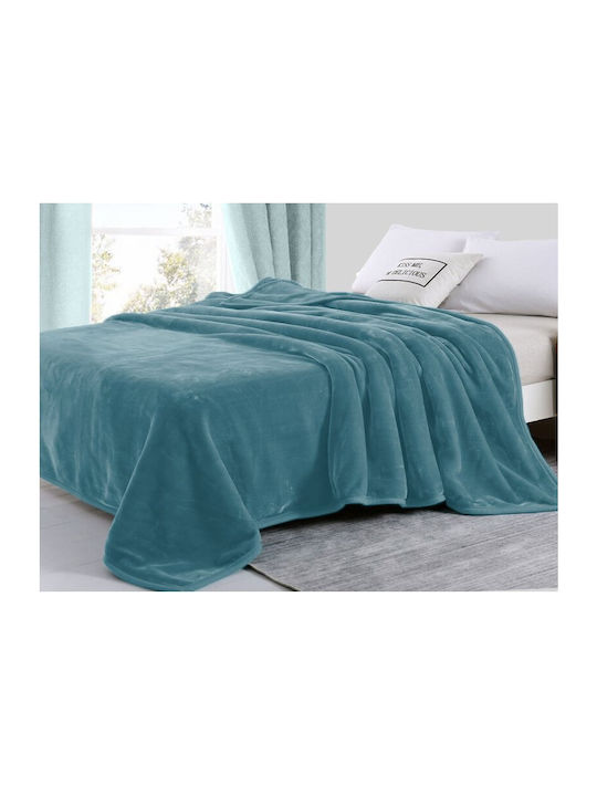 Κουβέρτα Γίγας Βελουτέ Πετρόλ Super Soft Γαρύφαλλο 260x240