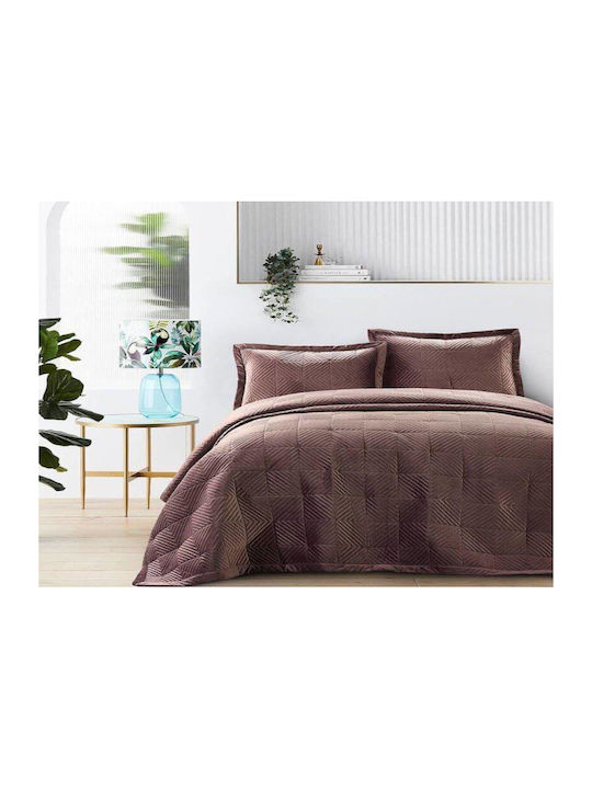 Κουβερλί Υπέρδιπλο Ροζ Luxury Velvet Γαρύφαλλο 220x240