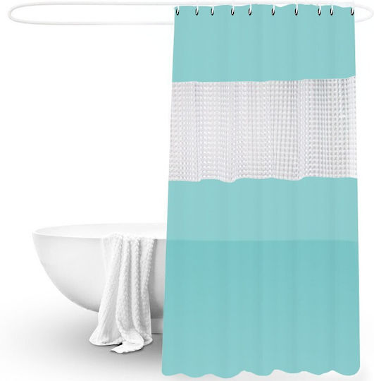 Shower Curtain 180x180cm Waterproof Plastic Eco-Friendly Mid Transparent Petrol