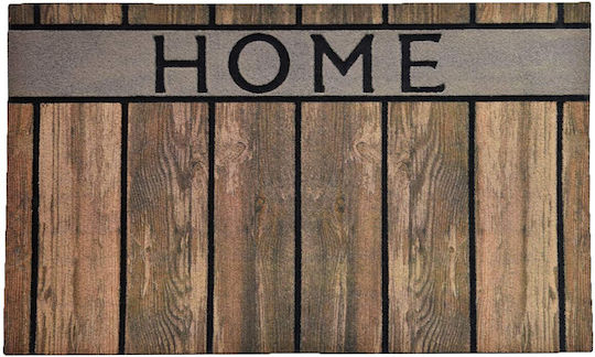 Πατάκι Εισόδου Μοκέτα Λάστιχο Καφέ Home 45x75cm