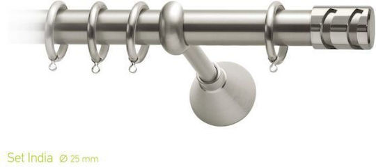 Curtain Pole Viometale Set India Φ25 Nickel Matt 160cm Double Set by Rail 160 cm