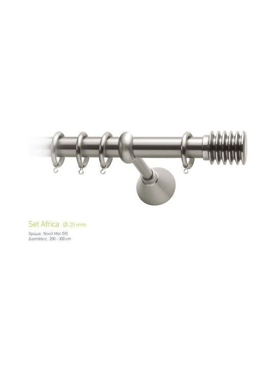 Curtain Pole Viometale Set Africa Φ25 Nickel Matt 160cm Double Set by Rail 160 cm