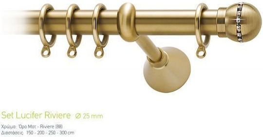 Curtain Pole Viometale Set Lucifer Riviere Φ25 Matte Riviere 160cm Double Set by Rail 160 cm