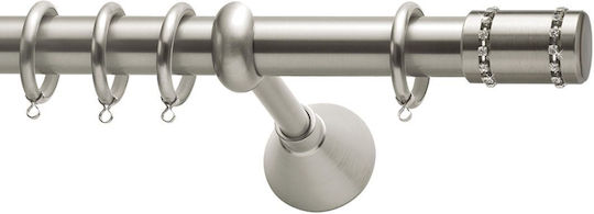 Curtain Pole Viometale Set Florida Φ25 Nickel Matt-riviere 160cm Double Set by Rail 160 cm