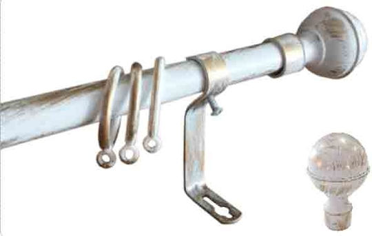 Ausziehbare Vorhangstange 1.20m-2.10m Metallisch Weiß Patina Gold