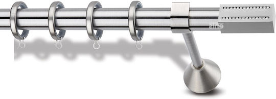 Metallic Curtain Pole Enis Erofili Chain Nickel Matte Chrome 160cm Double Tube Diameter 20
