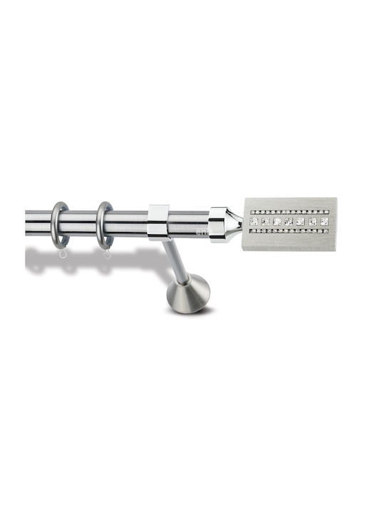 Enis Artemis Nickel Matte Chrome Metallic Curtain Pole 25mm Double Rail 160cm