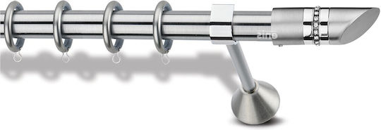Enis Metallic Curtain Pole 25mm Kythnos Nickel Matte Chrome 160cm Double Tube 20mm
