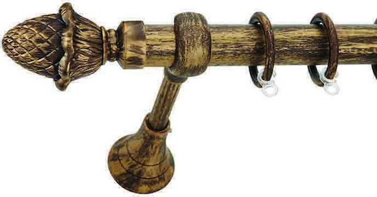 Κουρτινόξυλο Domus 160cm Iron Κουκουνάρα Μονό P52-9360-4-54