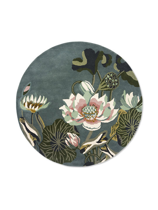 Covoare Living Waterlily 38608 Midnight Pond Wedgwood Acasă 150 Cm Rotund