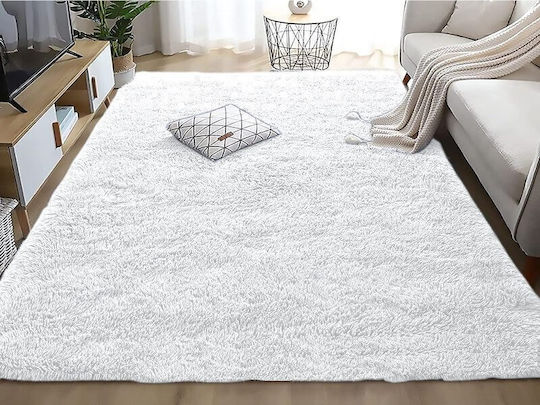 Fluffie White Rug Non-slip Back Carnation 80x180