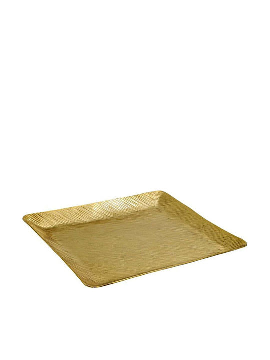 Fylliana Metallic Decorative Platter Yellow 29x29x3cm