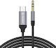 Techsuit Regular USB 2.0 Cablu USB-C bărbătesc - 3,5 mm male Gri 0.5m