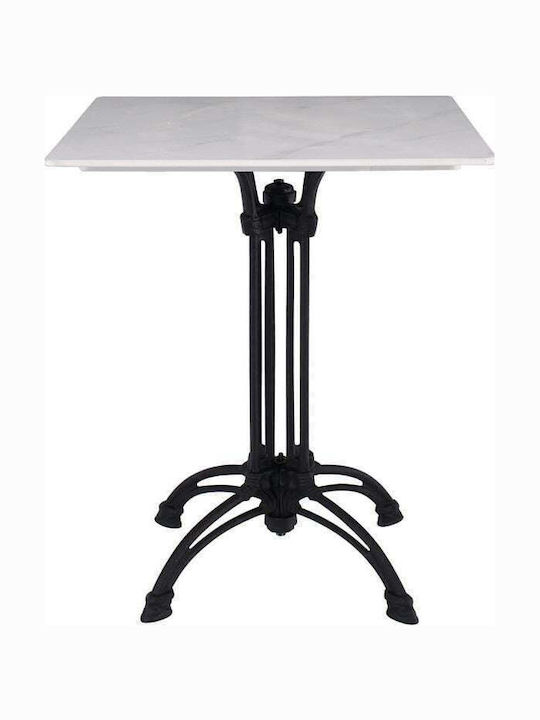 Tisch Bar für kleine Außenbereiche Stabil White Marble, White, Black 60x60x73.5cm
