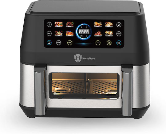 HomeVero Air Fryer with Double Detachable Bucket 9lt Silver HV-AF9CD