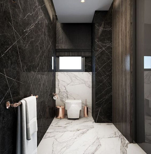 Badezimmer Fliesen Serie Marmi Schwarz Weiß 60x60cm Glänzend