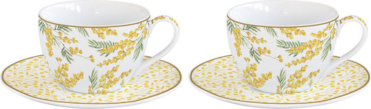 Marva Set Căni Maro Din porțelan Multicolore 110ml 2buc