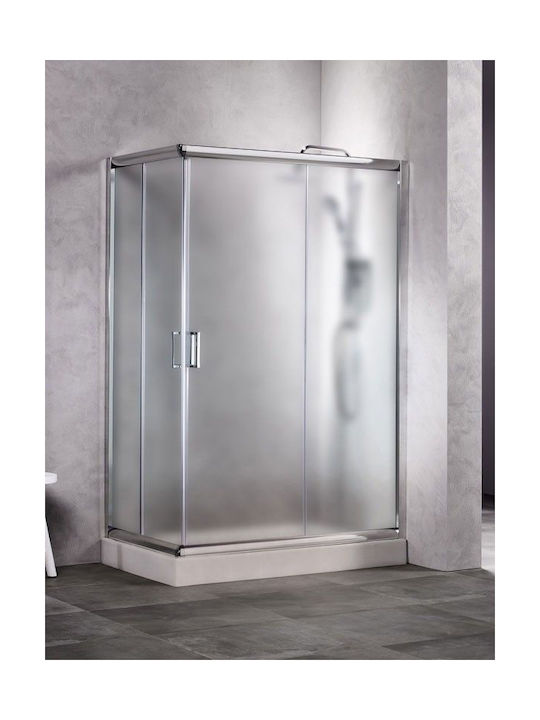 Sanitec As80110f Кабинет Асиметричен Душ Матиран 80x110x180см