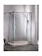 Sanitec As80100f Καμπίνα Ασύμμετρης Ντουζιέρας Frosted 80x100x180cm
