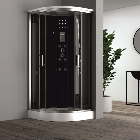 Kαμπινα Υδρομασαζ Icsh 998 Black Ημικυκλικη 90x90 New Assemble Kαμπινα Υδρομασαζ Icsh 998 Black Ημικυκλικη 90x90 New Assemble