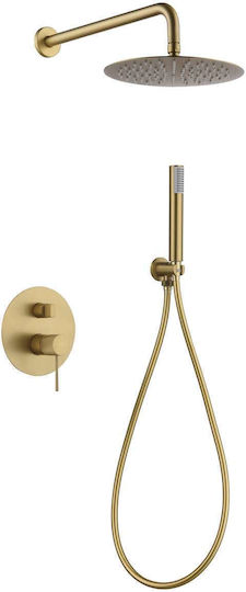 Excel Viento Eingebaute Wasserhähne 2 Ausgänge Mischpult Telefon & Kopfbrause Wand Gold