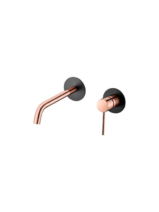 Excel Minimal Built-in Faucet Set for Bathroom Sink Rose Gold Mixer 2 Exits