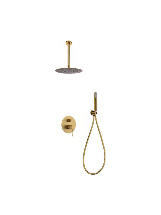Excel Viento Built-In Set 2 Exits Mixer Telephone & Shower Head Ceiling Gold